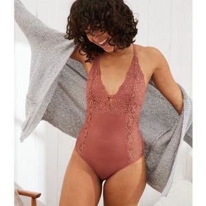 Aerie Castaway lace bodysuit in pink